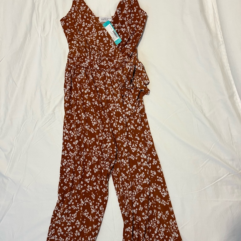 Kaileigh Floral Rust Jumpsuit